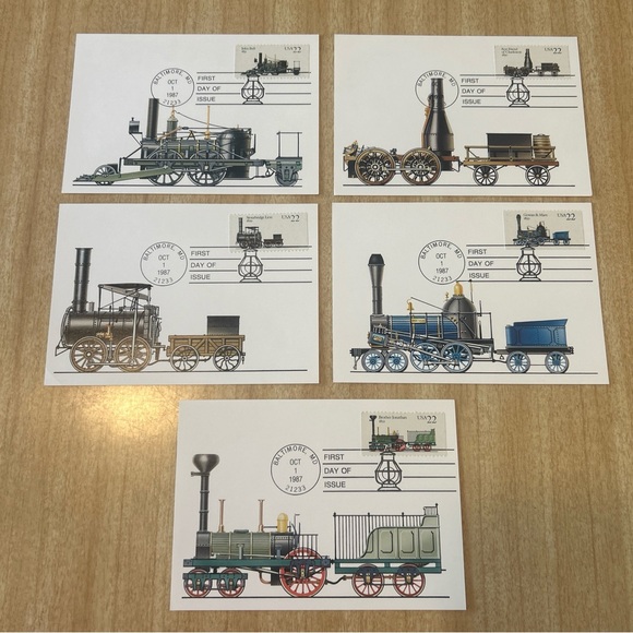 COMPLETE set of vintage First Day of Issue Steam Locomotives stamps 1987 - Picture 1 of 8